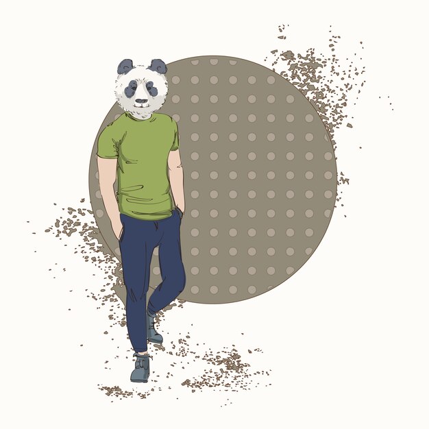 Vektor cartoon panda bär hipster