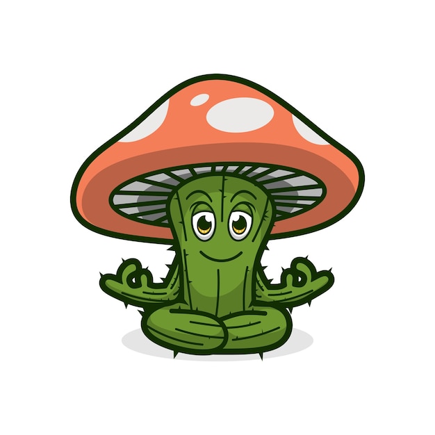 Cartoon-pilz-kaktus-meditationsdesign