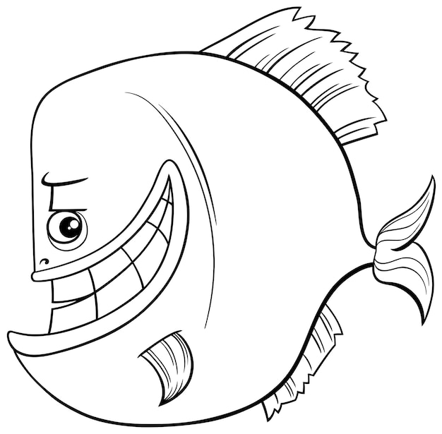 Cartoon-piranha-fisch-tiercharakter-malseite