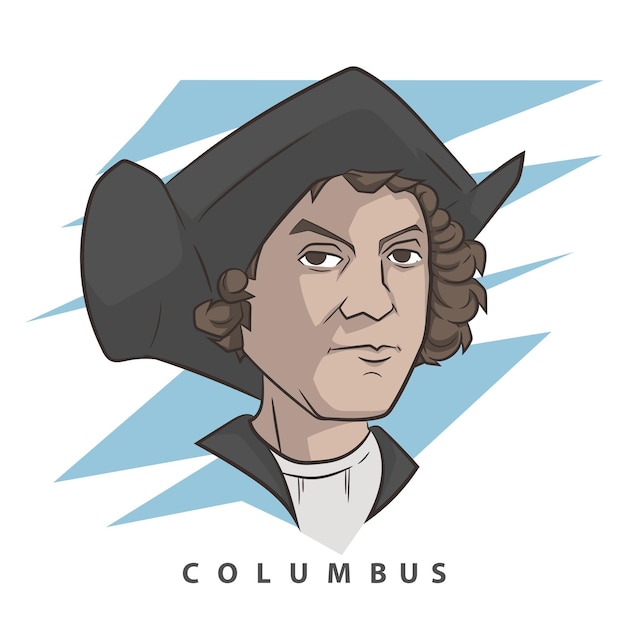 Vektor cartoon-porträt von columbus happy columbus day poster