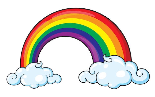 Vektor cartoon-regenbogen mit zwei wolken