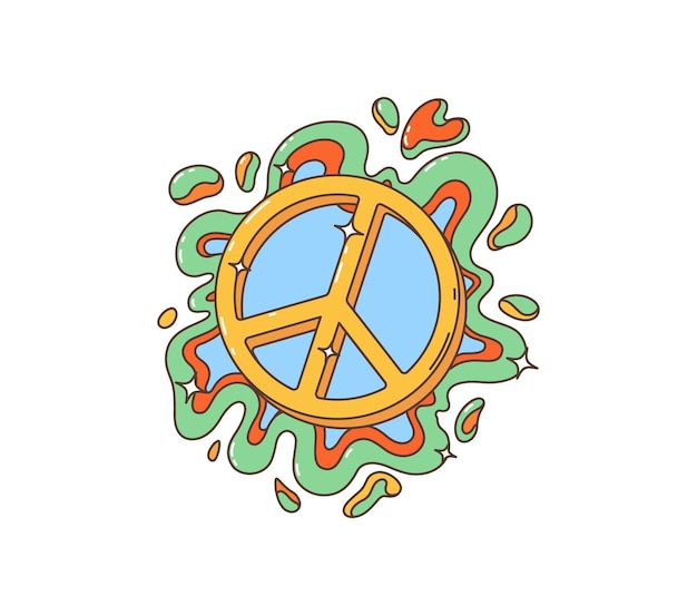 Vektor cartoon-retro-groovy-hippie-friedenssymbol-emblem