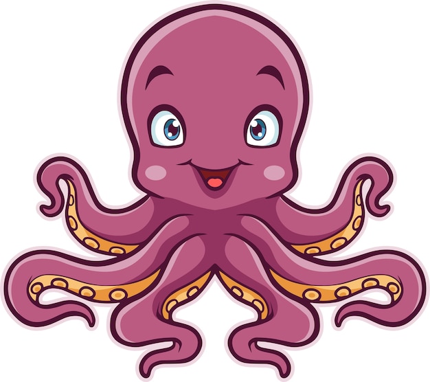 Cartoon rosa lustiger oktopus lächelnd