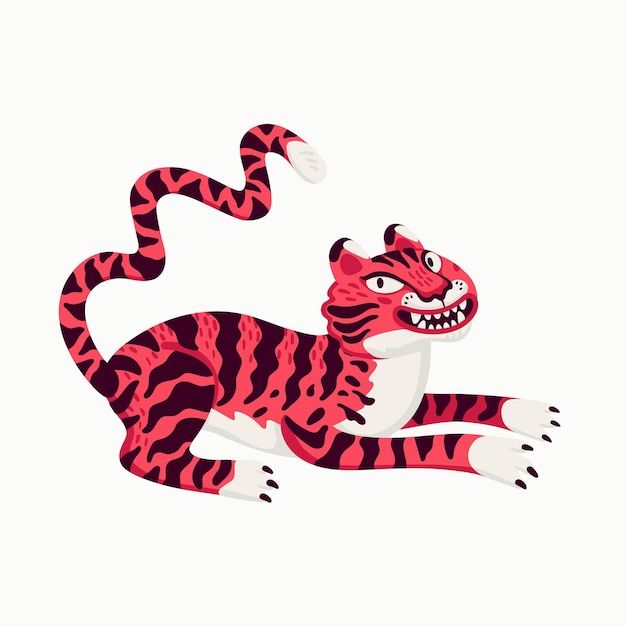 Cartoon rosa tiger das symbol des chinesischen neujahrs