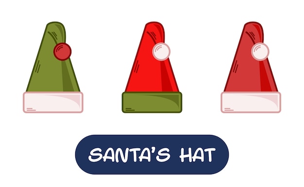 Cartoon santa hat illustration satz von variationsfarben eps 10 vektor