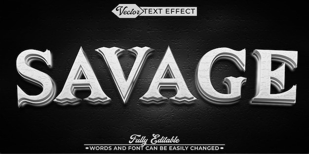 Cartoon Savage-Vektor-Editierbare Texteffektvorlage