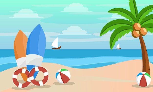 Vektor cartoon sommer strand illustration beach