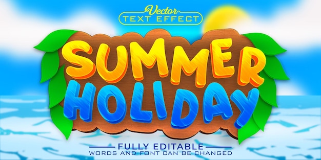 Cartoon Sommerurlaub Vektor bearbeitbare Texteffektvorlage