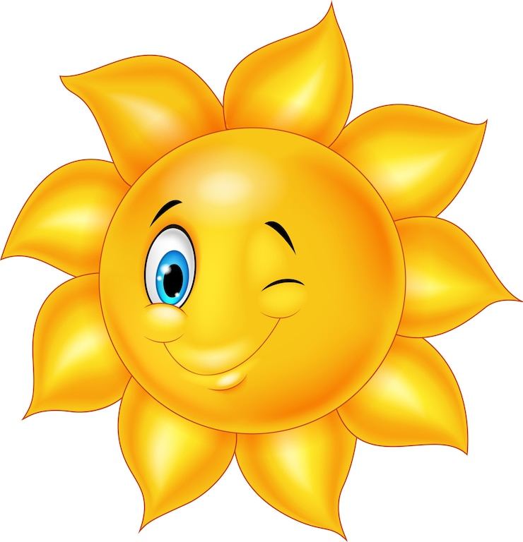 Vektor cartoon sonne mit augen blinken