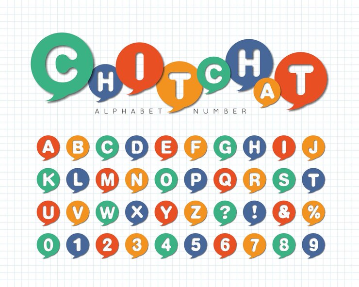 Cartoon Sprechblase Schriftart Alphabet und Zahlensatz Bunte Dialoge typografisch