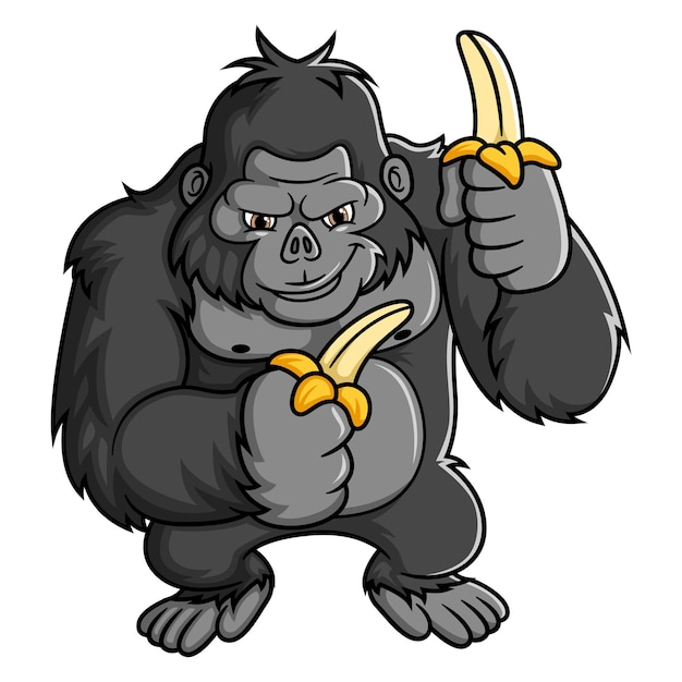 Cartoon starker gorilla mit banane