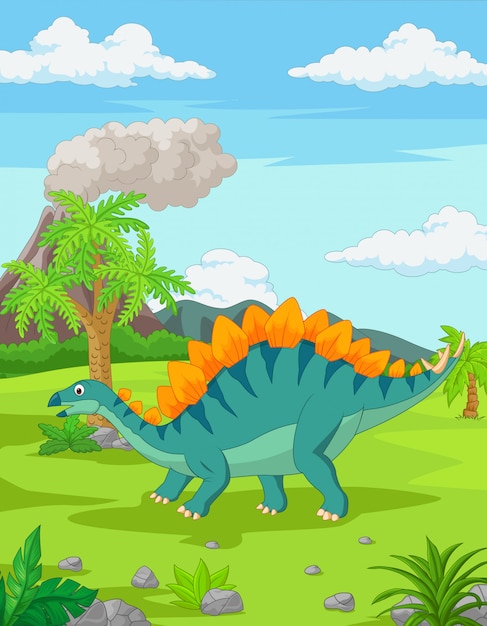 Cartoon Stegosaurus im Dschungel