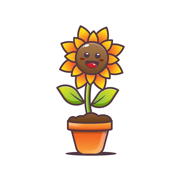 Cartoon süße sonnenblume charakter illustration