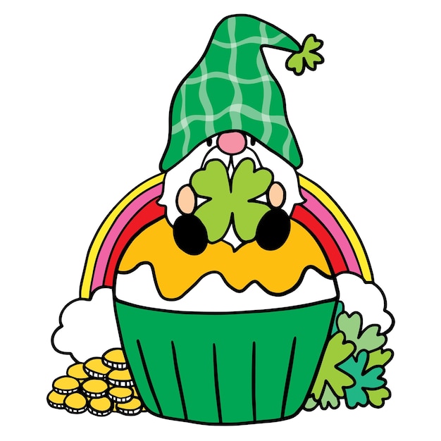 Cartoon süßer st. patrick's day gnome charakter vektor.