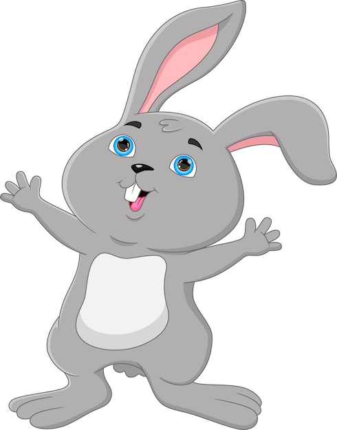 Cartoon süßes Kaninchen winken auf weißem Hintergrund