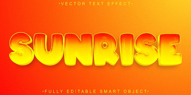 Cartoon Sunrise Vector Vollständig bearbeitbare Smart Object Text-Effekt
