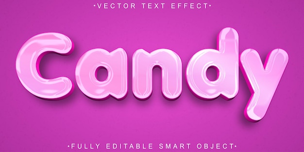 Cartoon Sweet Cute Jelly Candy Vector Vollständig bearbeitbares Smart Object Text-Effekt