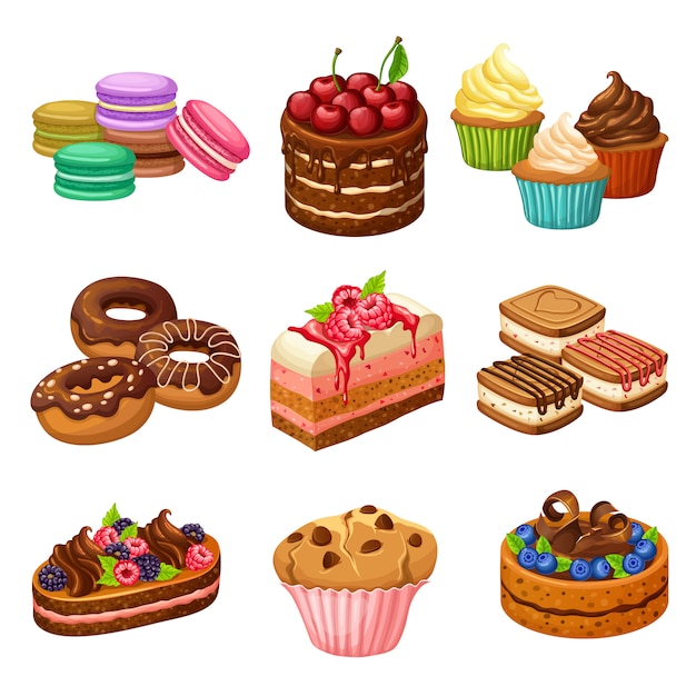 Cartoon sweet products elements set