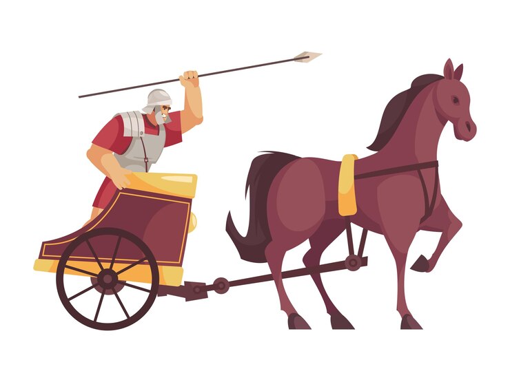 Cartoon-Symbol mit Gladiator-Reitwagen