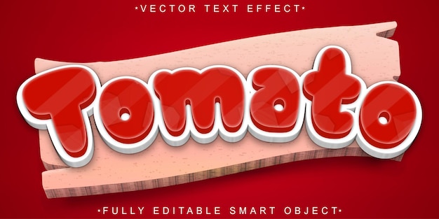 Cartoon Tomato Vector Vollständig bearbeitbares Smart Object Text-Effekt