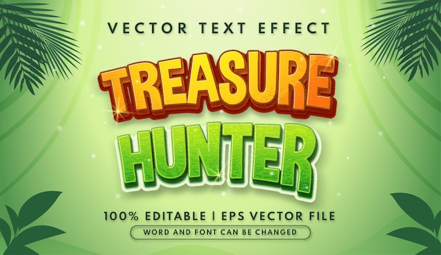 Cartoon treasure hunter bearbeitbarer texteffektstil