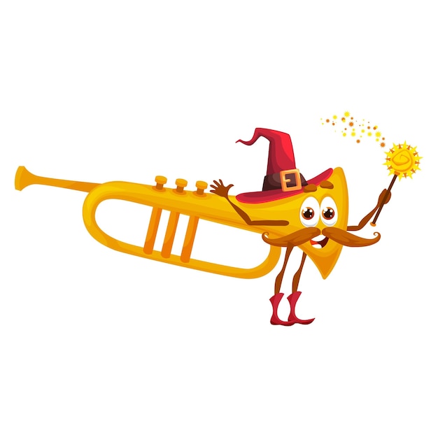 Vektor cartoon-trompete-wiz-charakter-fantasy-instrument
