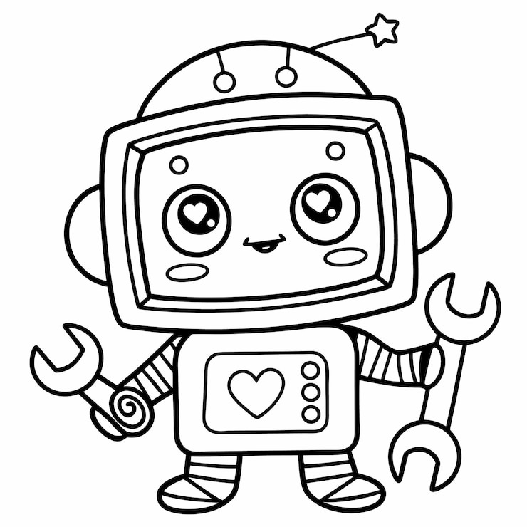 Vektor cartoon- und retro-roboter-figuren spielerisch nostalgische und freundliche designs für farbgebung und vektor