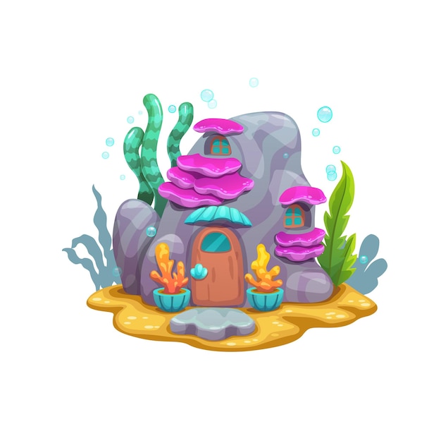 Cartoon unterwassergebirgsfelsen unterwasserhaus