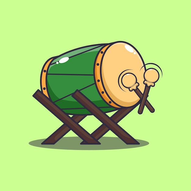 Cartoon-Vektorillustration der Bedug-Trommel Ramadan-Cartoon-Maskottchen-Vektorillustration