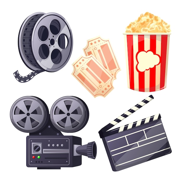 Cartoon-Vektorillustration des Kinofilmsets