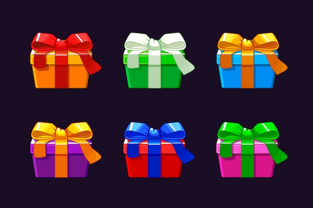 Cartoon verschiedene Geschenkbox, Vektoren Objekte präsentieren Box.