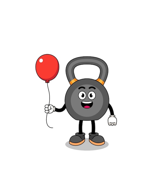 Vektor cartoon von kettlebell mit einem ballon