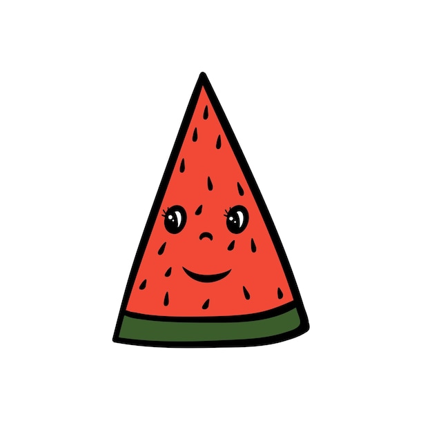 Cartoon-Wassermelonenscheibe mit Augen und Lächeln Vektor-Illustration