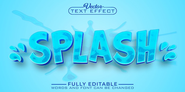 Cartoon Water Drop Splash Vektor bearbeitbare Texteffektvorlage
