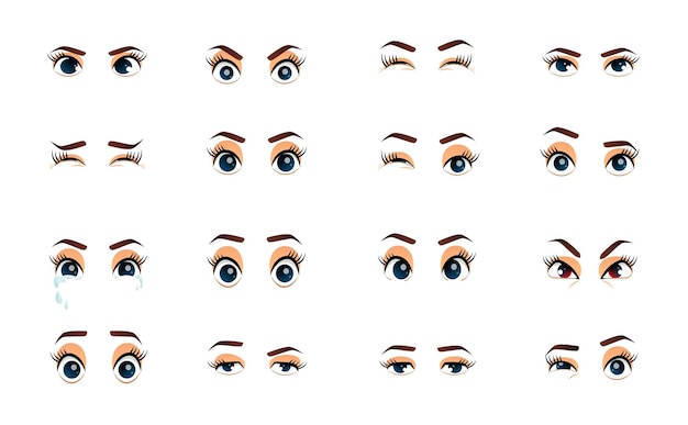 Cartoon weibliche Augen Illustration Farbige Vektor Nahaufnahme Augen
