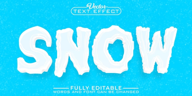 Cartoon White Snow Vektor bearbeitbare Texteffektvorlage