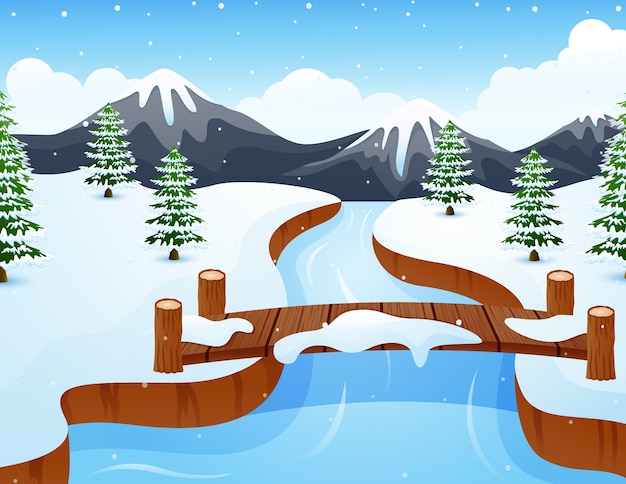 Vektor cartoon winterlandschaft