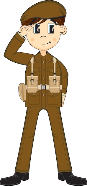 Vektor cartoon ww1 soldat mit fernglas militärgeschichte illustration