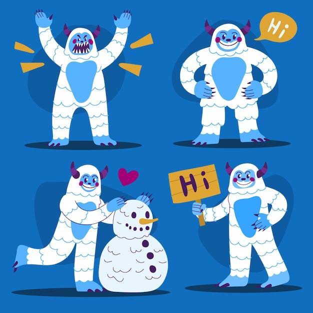 Cartoon Yeti abscheuliche Schneemann Charaktersammlung