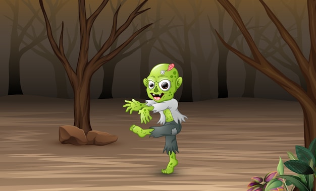 Cartoon zombies im toten wald