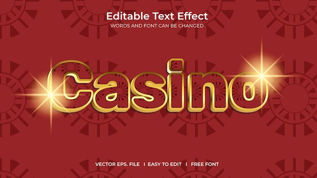 Casino illustrator bearbeitbares texteffekt-vorlagendesign