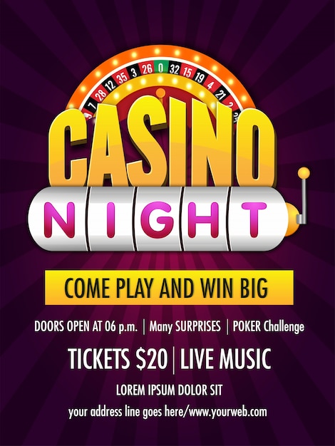 Casino nacht poster roulette design