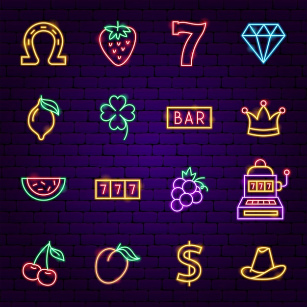 Vektor casino-neon-icons. vektor-illustration der game club-werbung.