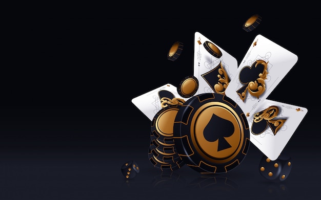 Casino Poker. Fallende Pokerkarten und Chips Spielkonzept. Casino glücklicher Hintergrund isoliert.