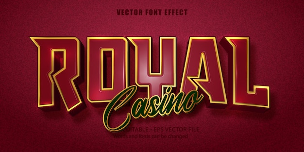 Casino royal text, bearbeitbarer texteffekt im goldenen stil