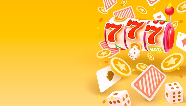 Casino Slots Gewinner Glücksbringer 777 Win Banner Vector