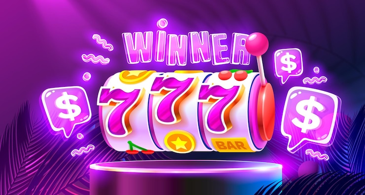 Vektor casino spielautomaten gewinner jackpot glück 777 gewinnen banner vektor