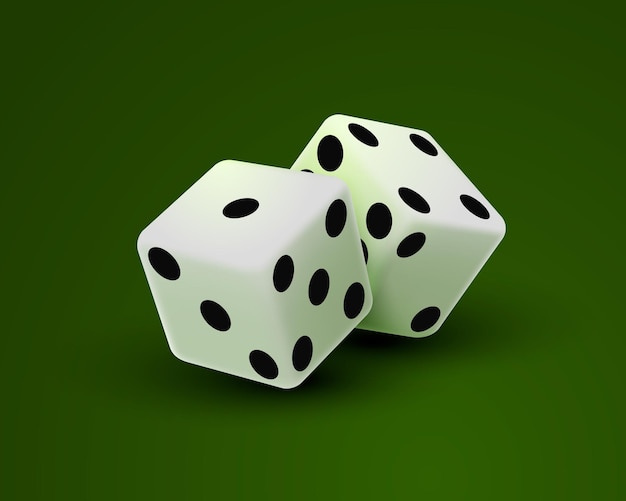 Casino-Würfel auf grünem Hintergrund, Design-Element-Vorlage. Vektor-Illustration