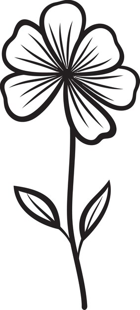 Casual petal sketch monochrome emblematische sketch handgefertigte blüte-symbol schwarzes vektor-emblem