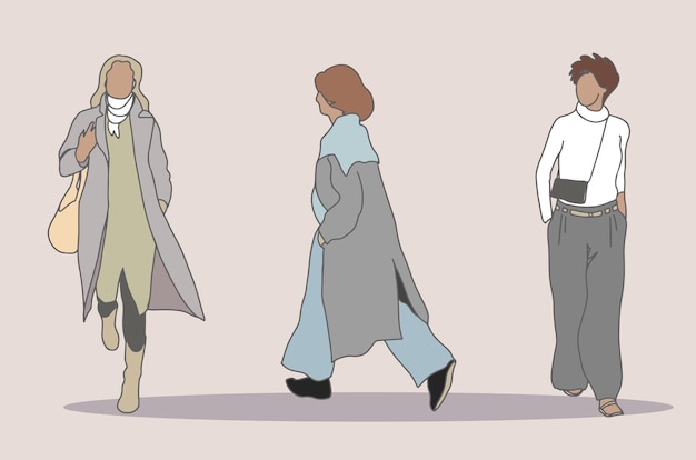 Casual women vector illustration cartoon verschiedene charaktere personen, die verschiedene stilvolle kleidung im casual-stil tragen